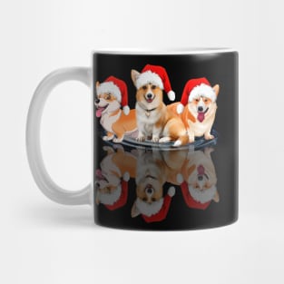 Shadow Corgi Dog Christmas Sweatershirt Cute Corgi Santar Hat Gift T-Shirt Mug